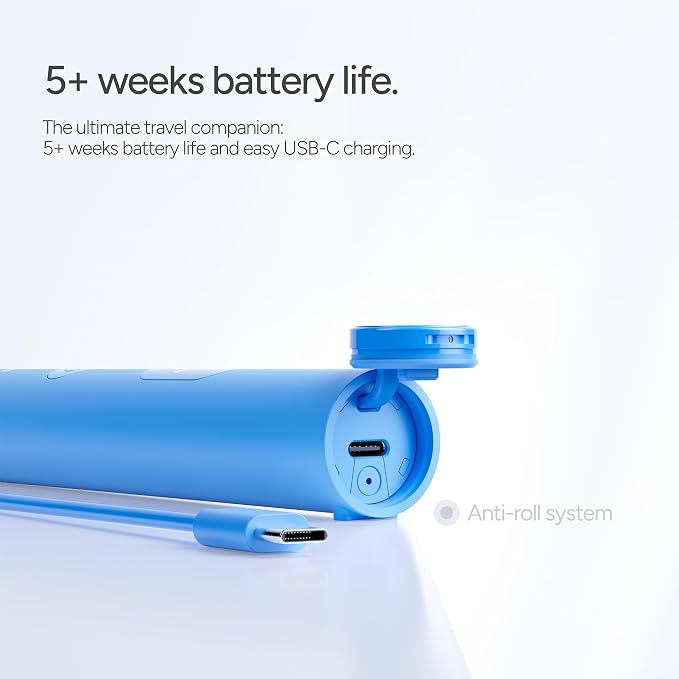 ORDO Sonic Lite Electric Toothbrush, Adults, Rechargeable, USB-C, Sky | Rechargeable sonic electric toothbrush, 35,000 pulses/min, dual modes, smart timer, 5+ week battery, USB-C charger