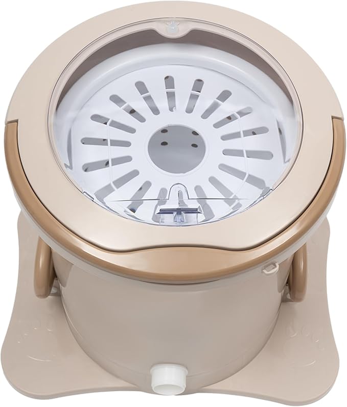 2.4Gal Manual Clothes Dryer Portable Mini Dryer for Clothes, Foot Powered Compact Spin Dryer Machine, Non Electric Laundry Dryer for RV, Camping, School, Apartment, Dorm (Khaki)