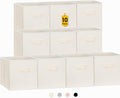 Storage Cubes, 11 Inch Clothes Storage Bins with Dual Handles (10 Pack), Fabric Collapsible Storage Bins for Shelves Closet, Cubby Organizer Bins for Clothing Toys Blanket Magazines (Beige)