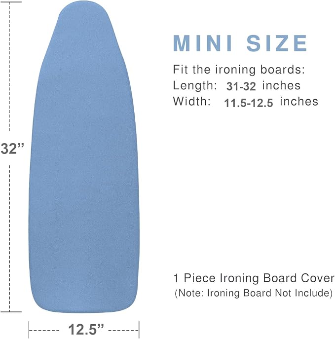 VividPaw Tabletop Ironing Board Cover and Pad 12.5 x 32, Elastic Edge, Silicone Coated, Resist Scorching, Heavy Duty Padded Cover for Mini Small Iron Board (Blue, 12.5" x 32")