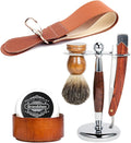 Grandslam Men Straight Shaving Razor Badger Hair Brush Stand Holder Leather Strop Soap Bowl