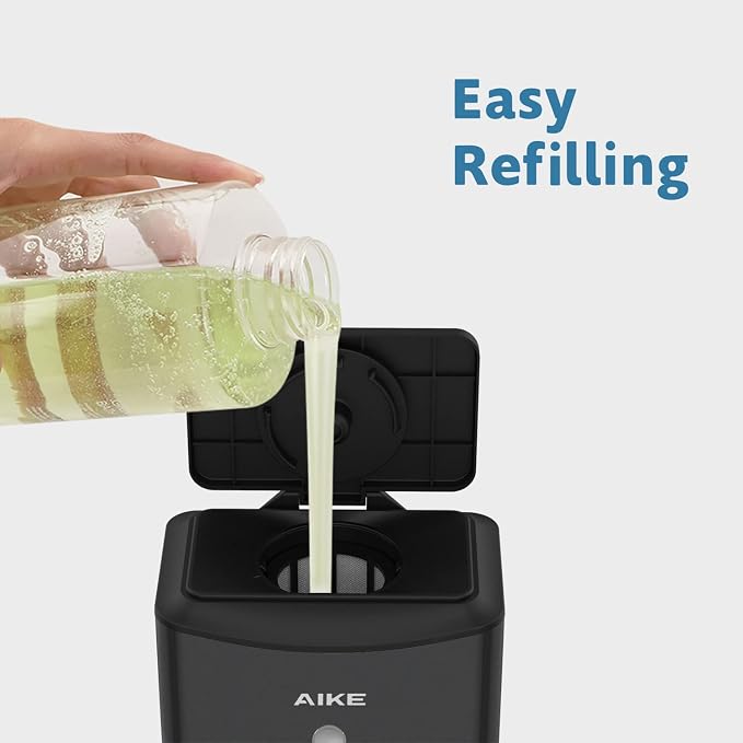 AIKE Heavy Duty Automatic Soap Dispenser,37oz for Bathroom,Matteblack Steel | 5-Level and Savety Key for Commercial(4*AA Batteries Not Included),Screw Wall Mount for Space-Saving,Stainless Steel AK1206