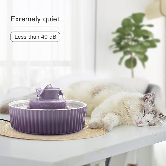 Cat Water Fountain: Cepheus Pet Drinking Fountain-2.1L/71oz Cat Fountain-Automatic Water Fountain for Cats and Dogs with with Ultra-Quiet Pump(Purple)