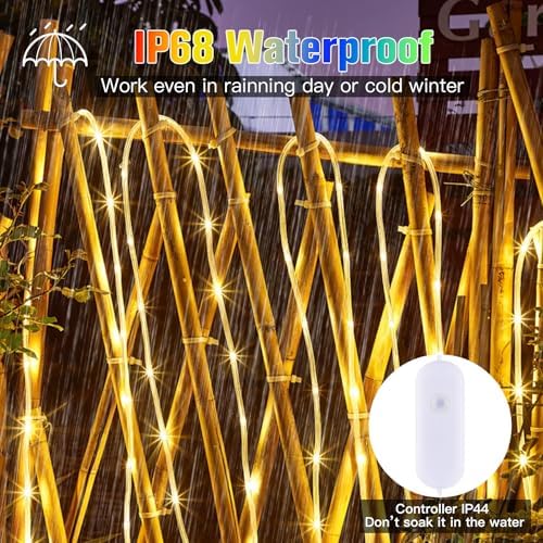 Nazuwke 164Ft Rope Lights Outdoor, 500 LEDs String Lights with Remote