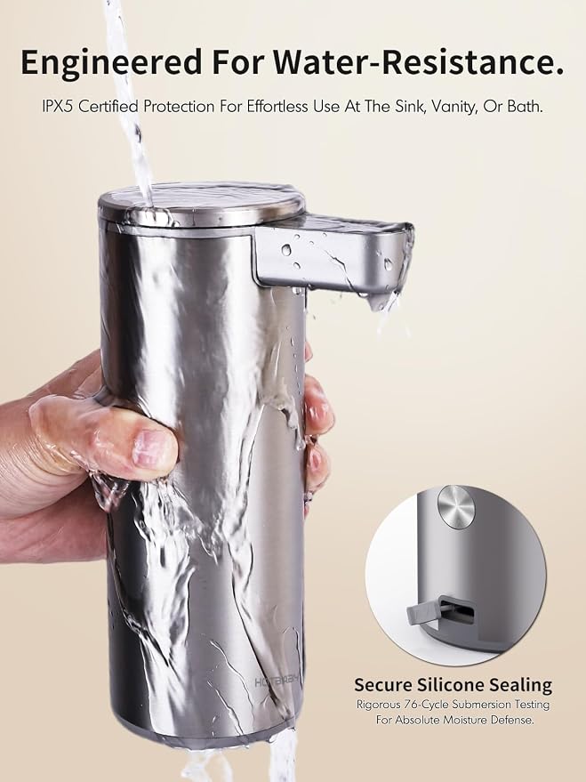 Automatic Liquid Soap Dispenser Touchless: Stainless Steel Hand Soap Dispenser Auto - Free Touch Electric Soap Dispenser Rechargeable with Sensor for Kitchen, Bathroom, Commercial (Silver)
