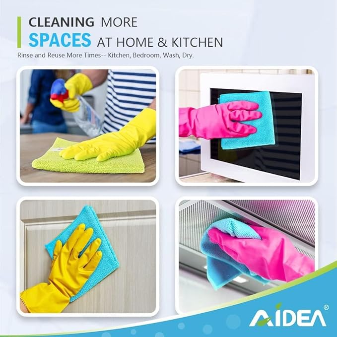 AIDEA Microfiber Cleaning Cloth-200PK, Soft Microfiber Towels for Cars, Absorbent Cleaning Rags, Lint-Free Streak-Free Wash Cloths for House, Kitchen, Window(12in.x12in)