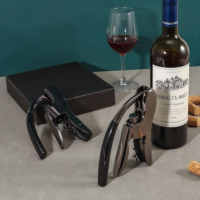 Rabbit Wine Opener, Easy Lever Corkscrew Gift Set | Zinc Alloy Rabbit Corkscrew Opens Bottles In Seconds, Arthritic Hands Friendly, Includes Foil Cutter And Extra Spiral