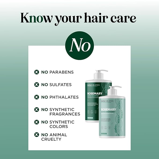 Volumizing Biotin Shampoo and Conditioner Set - Rosemary Shampoo and Conditioner for Thinning Hair Care with Tea Tree & Coconut Oil - Color Safe - Paraben Silicone & Sulfate Free (32 Fl Oz Each)
