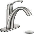 TimeArrow Brushed Nickel 1-Handle Single Hole Bathroom Faucet, 3-Hole Deck Plate, Pop-Up Drain and Water Supply Lines Included, TAF206-BN