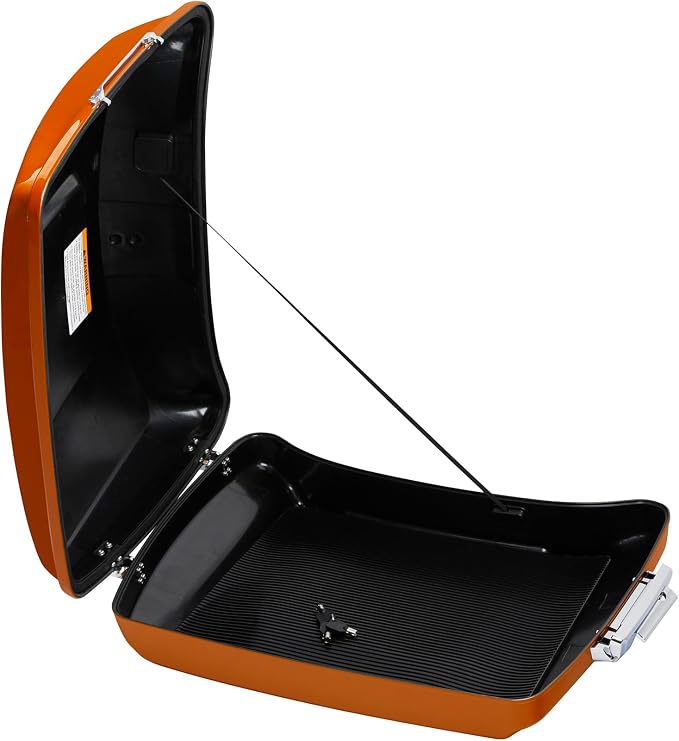 5.5" Razor Motorcycle Trunk W/Latch Key Fit For Harley 2014-2025 Touring CVO Road King Street Glide Electra Glide Ultra Limited Pack Amber Shiskey W/Black Line