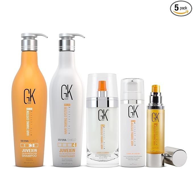 GK HAIR Shield Shampoo & Conditioner Set with Smoothing Serum, Leave-In Detangler Spray, and Leave-In Conditioner Cream – Complete Hair Care Solution for Smooth, Healthy Hair
