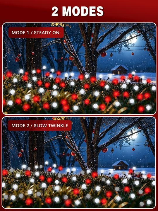 Christmas Decorations Outdoor Solar Firefly Lights 6 Pack Red and White