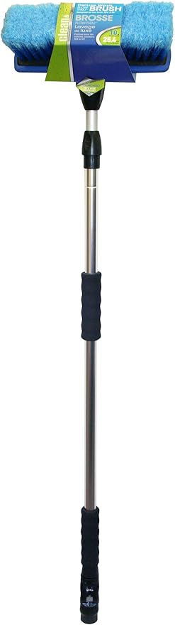 Carrand 93089 Flow-Thru 10" Wash Brush with 68" Aluminum Extension Pole , Black