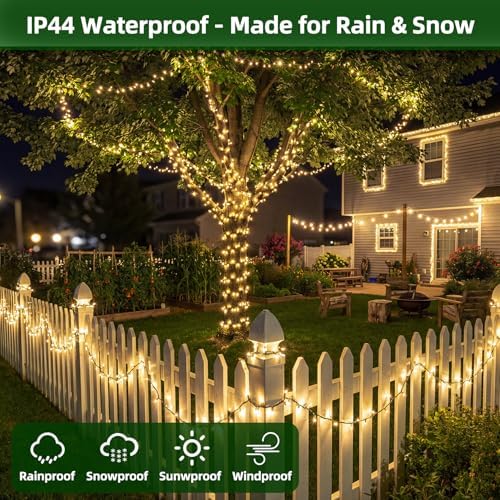 300 LED 75FT Christmas String Lights Indoor Outdoor, 12 Modes, Warm White