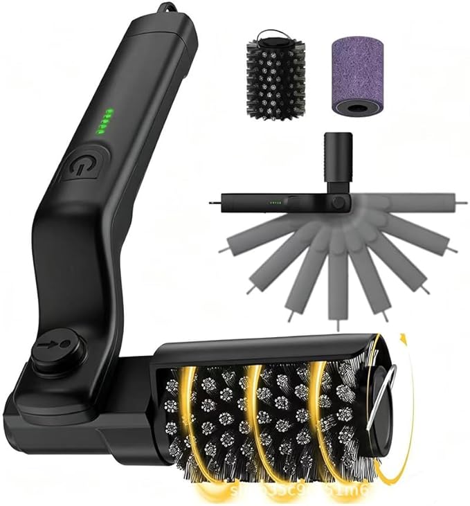 Electric Grill Brush Cleaner for Outdoor Grill, 3 Speed Adjustable Electric BBQ Grill Brush with Cordless Rechargeable Battery, Rotary Cleaning Head BBQ Grill Cleaner Tool