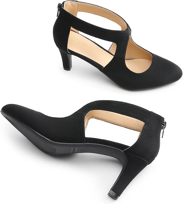 DREAM PAIRS Women's Pumps Closed Pointed Toe Kitten Heels | Elegant Party Dress Shoes with Chic Crisscross Cutouts, 2.76 Inch Heel, and Back Zip for Polished, All-day Secure Strides