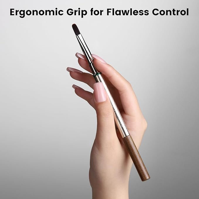 YOKEFELLOW EliteAlly Nail Art Brush,13mm Lengthen Oval Nail Brush for Builder Gel & Polygel Smooth Application, Professional Nail Art Tool(EA04 ROUND-L)