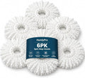 Spin Mop and Bucket Set Replacement Heads 6 Pack - Microfiber Pads for Mop and Bucket Cleaning Sets, Washable and Reusable Heads for All Hard Floors, Tiles, Laminate & Wood