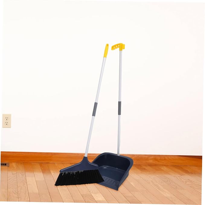 Dog Pooper Scooper Broom and Dustpan Set for Home Heavy Duty Broom and Dustpan for Office for Deck Driveway Garage Yard Concrete Floor Blue Broom Dustpan