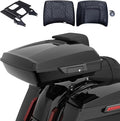 Advanblack 2024 Road Glide Razor Tour Trunk Pack Compatible with Road King FLHR Street Glide FLHX Road Electra Glide 2014-2025 Mounting Rack, Backrest & Stitching Liners (Vivid Black)