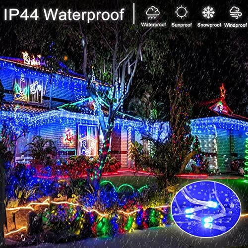 33FT Icicle Lights for Outside 400 LED Blue Christmas Lights Outdoor