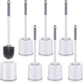 Patelai 6 Pack 18.12 Inch Toilet Bowl Brush and Holder for Bathroom Toilet Bowl Brush Scrubber with Caddy Set for Deep Cleaning (White)