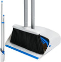 Broom and Dustpan Set with Long Handle 52", Standing Broom and Dust Pan Set for Home Kitchen Room Office Lobby Blue