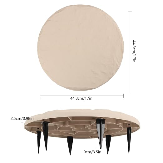 4Pcs Large Stepping Stones Outdoor Garden Walkway,Durable Pavers for Patio | Weatherproof Resin Stepping Stones with Ground Stakes for Easy Installation,Pathway, and Landscaping Round Beige