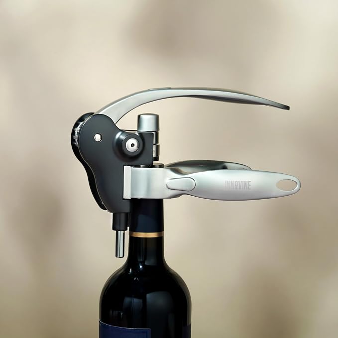 Innovine Horizontal Lever Corkscrew Wine Opener with Ergonomic Handle, Modern Design, Durable Die-Cast Zinc Construction for Home Bar, Kitchen, Outdoor Party, Housewarming Gifts, Travel, Set of 1