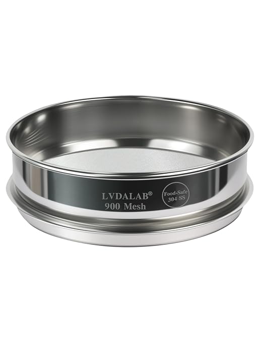 All 304 Stainless Steel 900 Mesh Test Sieve (0.012mm Aperture), 8 Inch/20cm Diameter, Ultra Fine Micron Filter, High Precision Sifter for Fine Chemicals & Laboratory