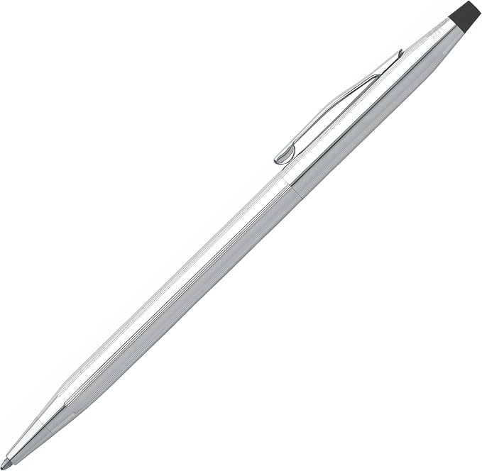 Cross Classic Century Lustrous Chrome Ballpoint Pen - Refillable Pen for Effortless Writing - Black Ink - Durable Construction - Premier Distinctive Look - Gift-Ready