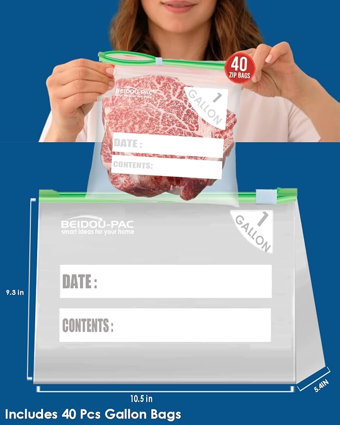 BEIDOU-PAC Combo Slider Storage Bags, 350 Count Resealable Variety Pack with Organizer, Reclosable Clear Plastic Snack, Sandwich, Quart,Gallon Size Bags (Variety Pack)
