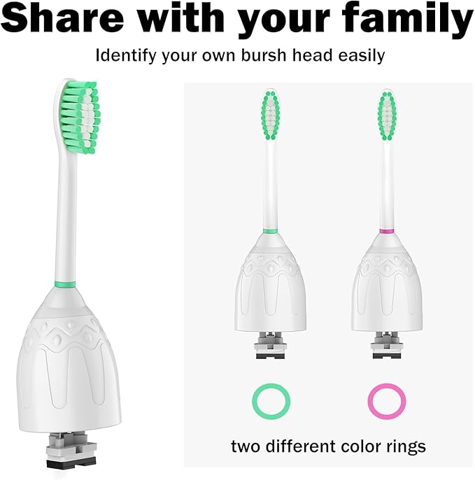 Replacement Toothbrush Heads for Philips Sonicare E-Series/Essence/Xtreme/Elite and Other Screw-on Electric Toothbrush Models, 2 Pack, Dupont Bristles with Protective Cover