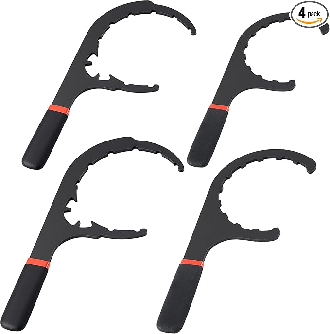 4 Pcs 4.6'', 5'', 6'', 8'' Fuel Filter Wrench Set, Compatible with Various Fuel Filter Sizes Include Water Separator, Engines, Non-slip Grip, Red & Black