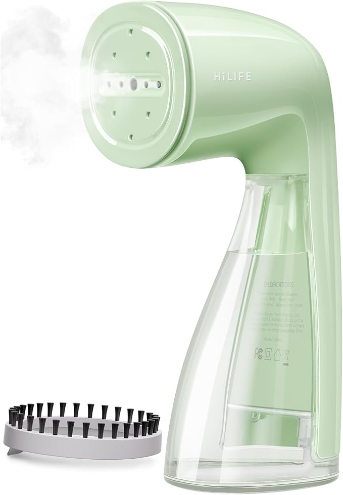HiLIFE Steamer for Clothes, Portable Handheld Design, 240ml Big Capacity, 700W, Strong Penetrating Steam, Removes Wrinkle, for Home, Office and Travel(ONLY FOR 120V) (Sage Green)