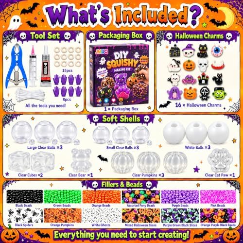 Halloween DIY Stress Ball Making Kit, Squishy Craft Set with Fillers
