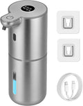 OHIFAST Automatic Liquid Soap Dispenser Touchless, USB Rechargeable Smart Hand Soap Dispenser, 6-Level Adjustable, 12.8oz/380mL Wall Mounted for Bathroom Kitchen Accessories Dish Soap-Silver