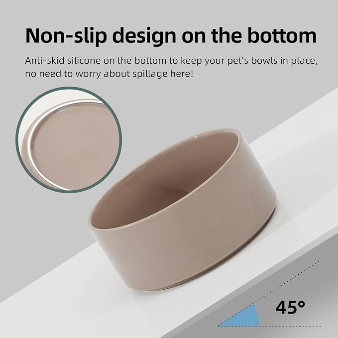 Havniva Elevated Dog Bowls Ceramic Dog Bowls with Stand, Dog Food Bowl | 7.3” Raised Dog Bowls with Non-Slip Wood Stand, Dog Food and Water Bowl Set, Dog Feeding Bowls for Medium Dogs