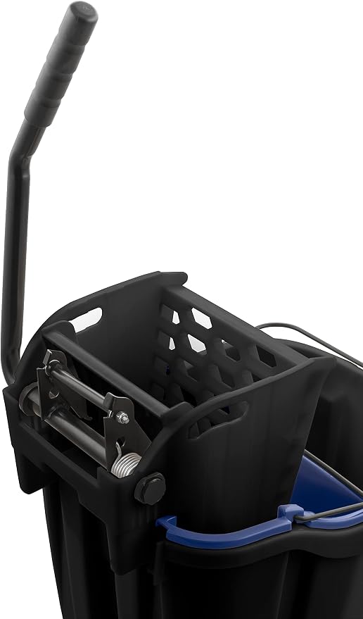 SPARTA OmniFit Mop Bucket System, Durable Mop Bucket, Side Press Wringer, and Soiled Water Insert, Floor Cleaning Essentials for Commercial and Home Use, 35 Qt Capacity, 1 Count, Black