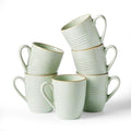famiware Jupiter Coffee Mugs Set of 6, 13oz Coffee Mug, Microwave and Dishwasher Safe, Coffee Cups with Handle for Coffee, Tea, Cocoa, Milk, Light Green
