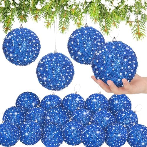 Lyrow 24 Pcs 4" Christmas Ball, Blue