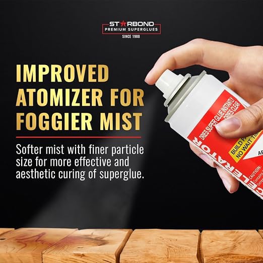 Starbond Thin CA Glue with Activator Bundle (4 oz. + 6 oz.) – Premium Cyanoacrylate Super Glue with Aerosol Accelerator – for Woodworking and Repair, Pen Turning, CA Finish, Inlays, Luthiery, Crafts