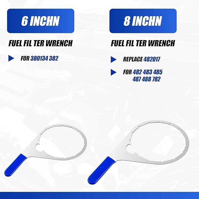 4 Pcs Fuel Filter Wrench Set, 4.6'' & 5'' & 6'' & 8'', Compatible with Various Fuel Filter Sizes Include Water Separator, Engines (Blue)