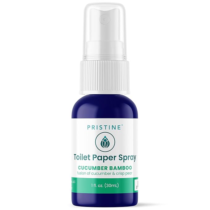 PRISTINE Toilet Paper Spray, As Seen on Shark Tank, Flushable Wipe Alternative, Personal Cleansing Bathroom Spray for Regular Toilet Tissue, Bidet Alternative, Made in USA, Cucumber Bamboo, 1oz Travel