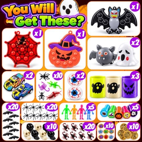 KissFree 345 PCS Halloween Party Favors for Kids, Halloween Toys Bulk, Halloween Goodie Bag Fillers, Non-Candy Treats for Kids, Classroom Prizes