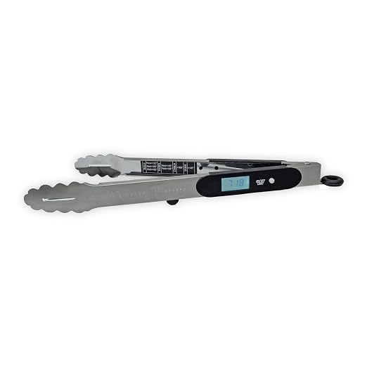 TempTong | Tongs Plus Thermometer | FDA Grade Stainless Steel | Great for BBQ or Grilling | Meat Thermometer | Heavy Duty | Silicone Grip