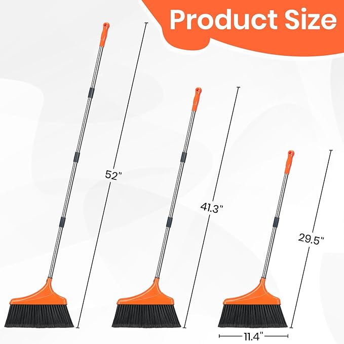 4 Pack Heavy-Duty Angle Broom and Large Commercial Dustpan