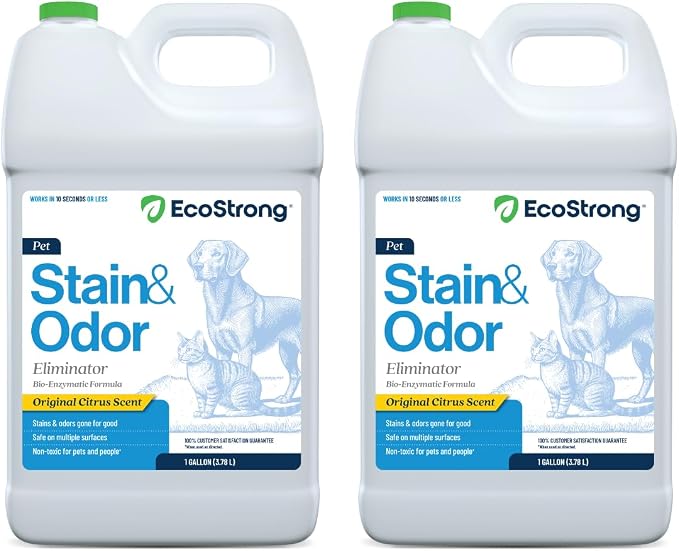 Eco Strong Pet Stain and Odor Remover - Cat Urine Enzyme Cleaner Destroyer, Urine Destroyer for Dogs, Pet Urine Enzyme Cleaner - 128 Oz (Pack of 2)