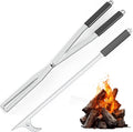 MOOFI Heavy Duty Fire Tong & Poker Set, Firewood Grabber 27.7" Long-Handle Carbon Steel Log with Serrated Grip Tong, Tools Sets For Fire Pit, Fireplace, Wood Stoves, Campfires, Bonfires & BBQ Grills