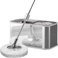 Stainless Steel Spin Mop Bucket Set with 5 Microfiber Mop Heads (Silver) | 360° rotating mop head, adjustable handle, rolling wheels, cleans tile, hardwood & laminate floors